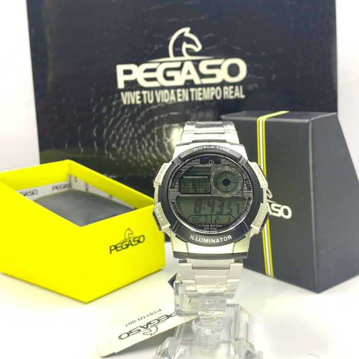 Reloj Pegaso P7001A001 Metalico Digital Caballero Masculino Hombre 